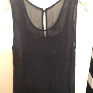 Jasmine size medium black layered sleeveless dress w/ sheer embroidered layer
